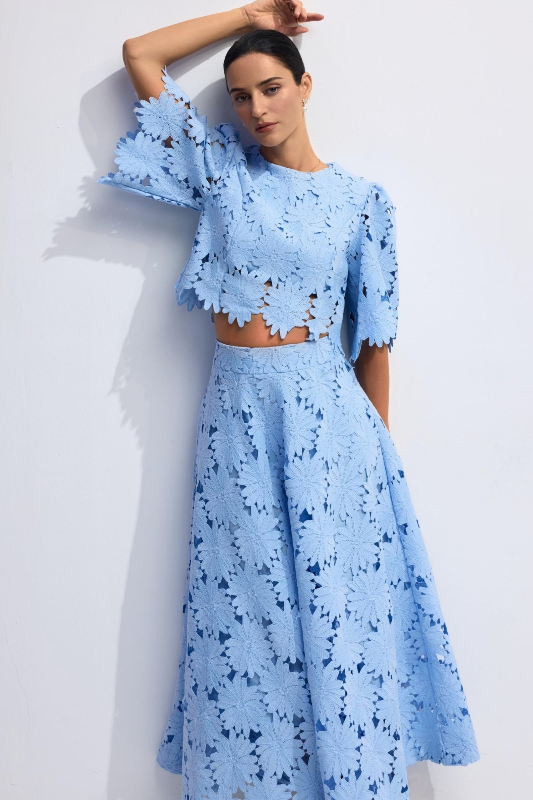 Madeline Lace Embroidered Top & Maxi Skirt Set